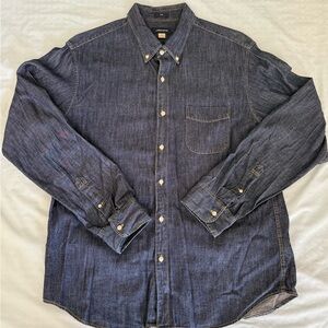J Crew Men's Blue Denim Shirt XL Slim Extra Large